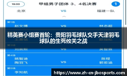 精英赛小组赛首轮：贵阳羽毛球队交手天津羽毛球队的生死攸关之战